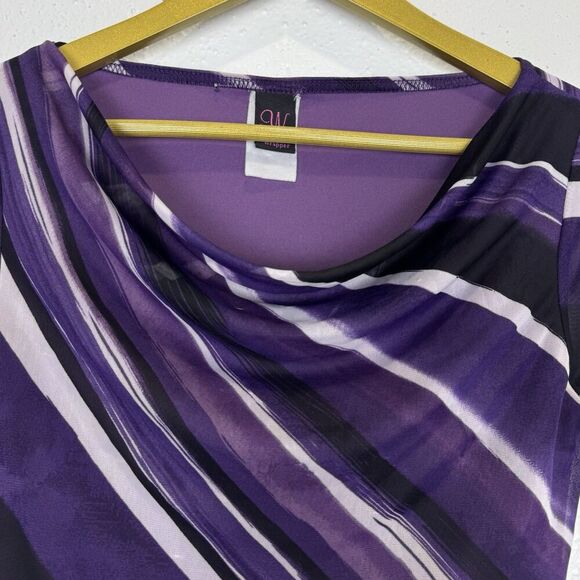 Wrapper Mesh Cowl Neck Top S Purple Flared Long Sleeve Fairy Grunge Goth Y2K - Picture 2 of 7